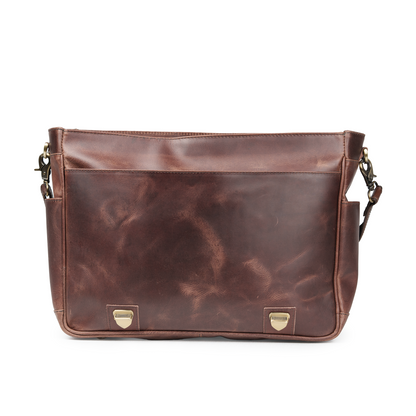 The “Lewis” Buffalo Leather Messenger Bag by Vintage Gentlemen