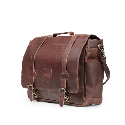 The “Lewis” Buffalo Leather Messenger Bag by Vintage Gentlemen