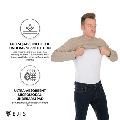 V-Neck Long Sleeve Micro Modal Sweat Proof Undershirt For Men by Ejis