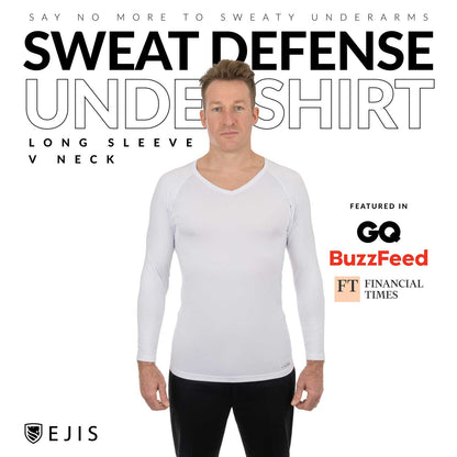 V-Neck Long Sleeve Micro Modal Sweat Proof Undershirt For Men by Ejis