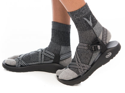 V-Toe Dark Grey Wool Casual or Hiking V-Toe Flip-Flop Tabi Big Toe Chaco Socks by V-Toe Socks, Inc