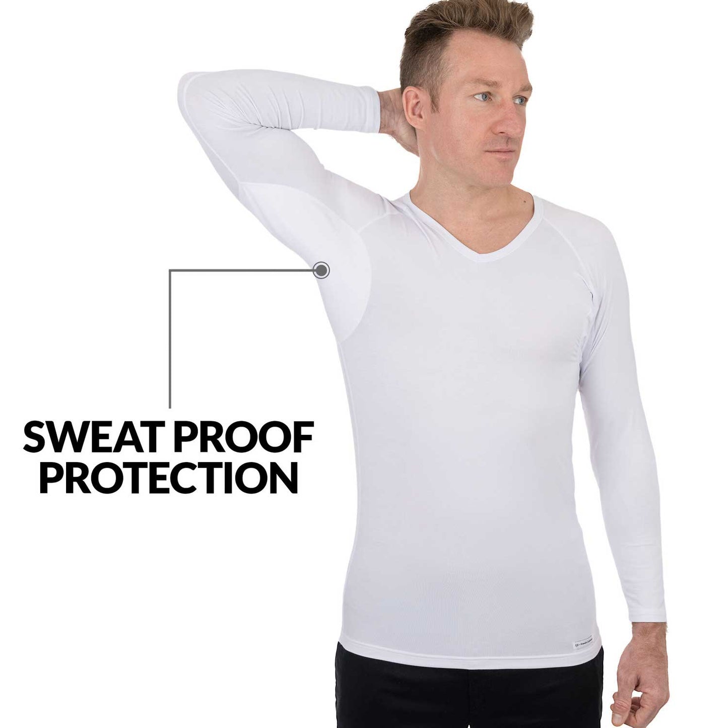 V-Neck Long Sleeve Micro Modal Sweat Proof Undershirt For Men by Ejis