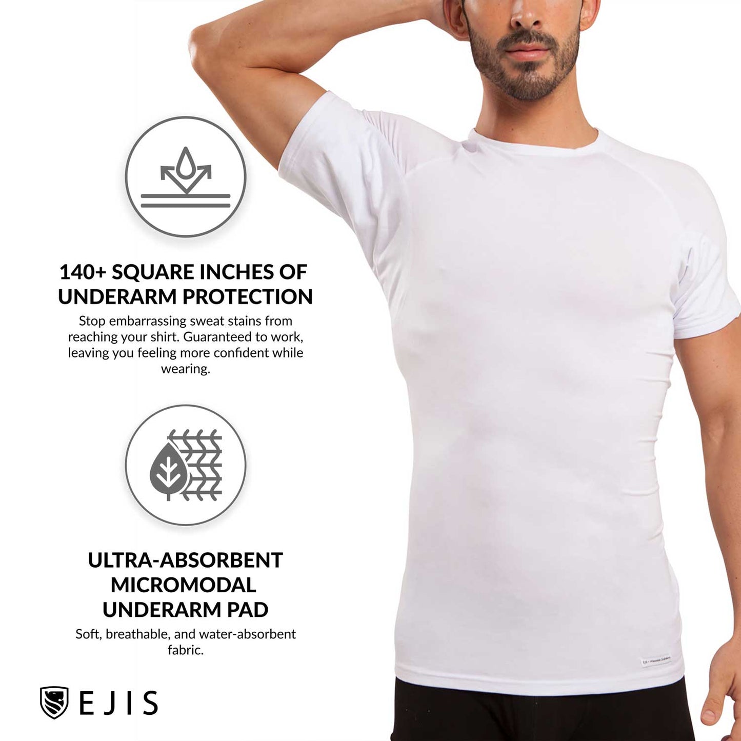 Crew Neck Micro Modal Sweat Proof Undershirt For Men by Ejis