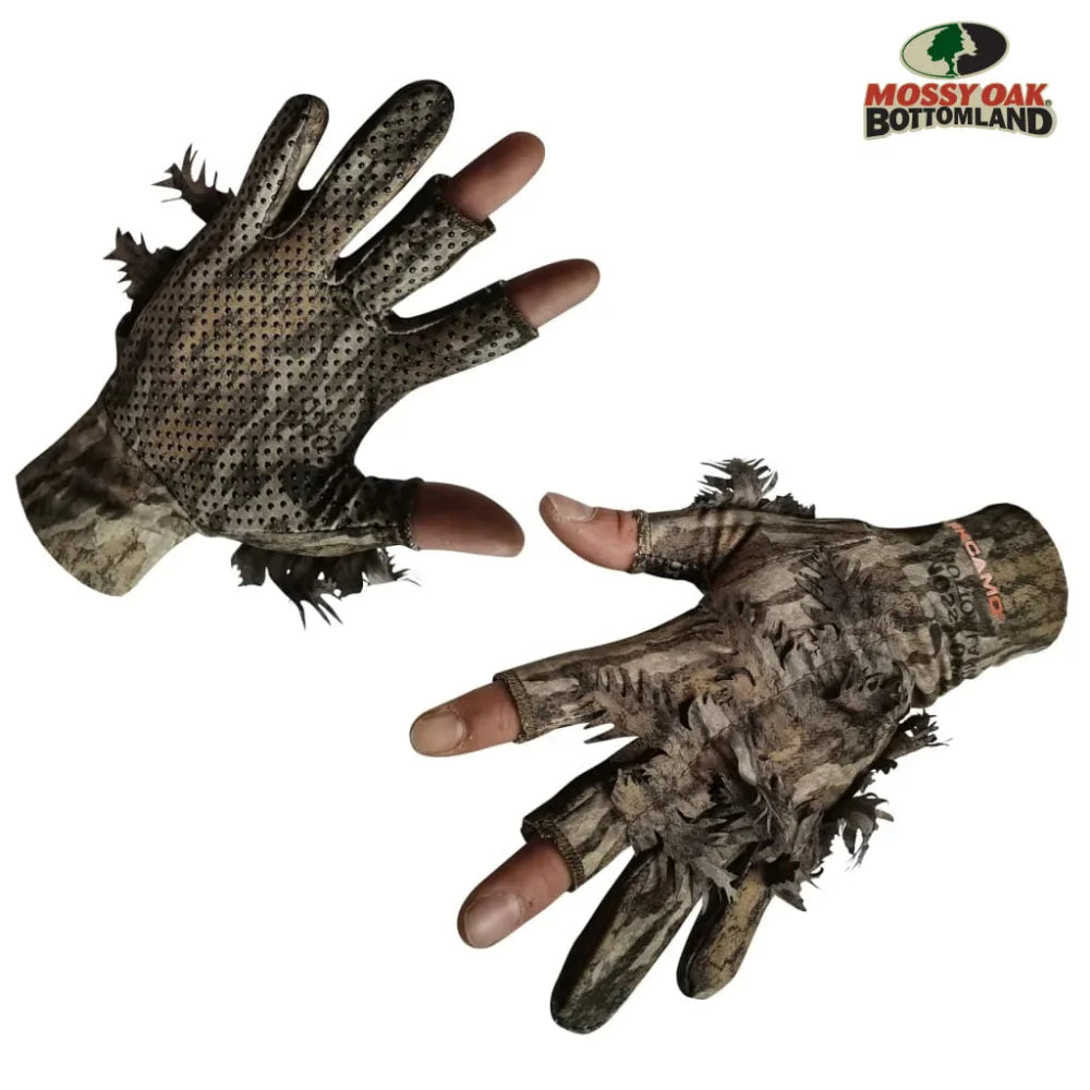 Leafy Camo Gloves (Fingerless or Touchscreen Tips) by QuikCamo