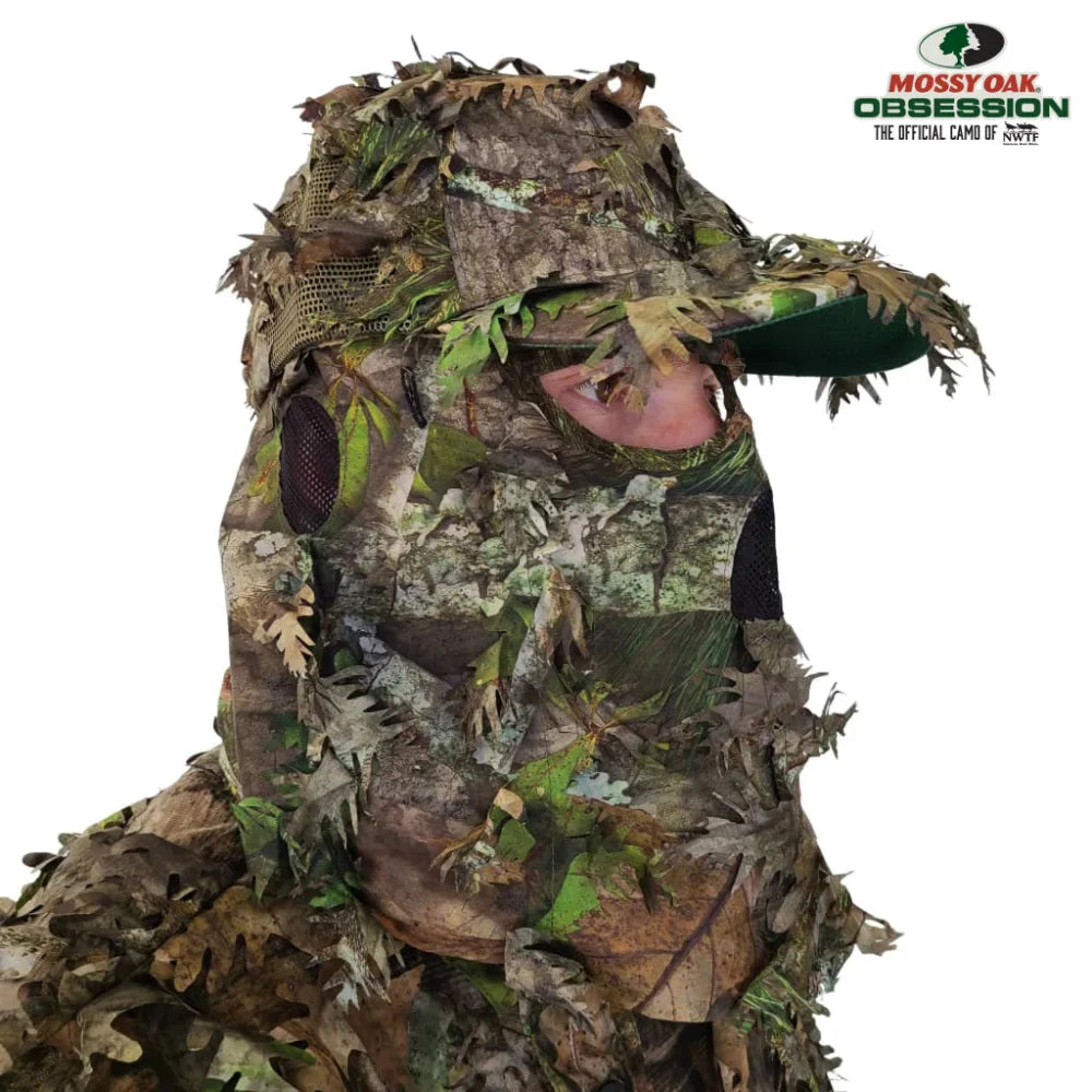 2-in-1 FRONT Leafy Face Mask and Camo Hat (Adjustable,OSFM) by QuikCamo