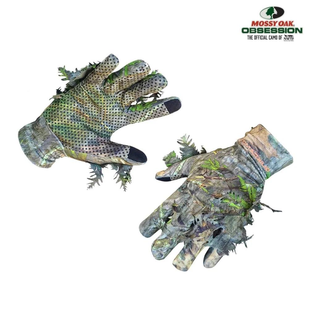 Leafy Camo Gloves (Fingerless or Touchscreen Tips) by QuikCamo