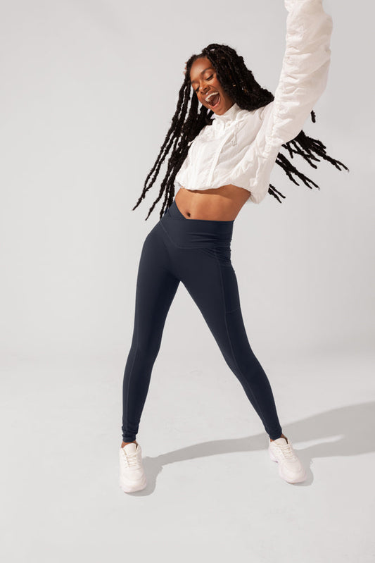 Crisscross Hourglass® Leggings with Pockets - Smoky Navy by POPFLEX®