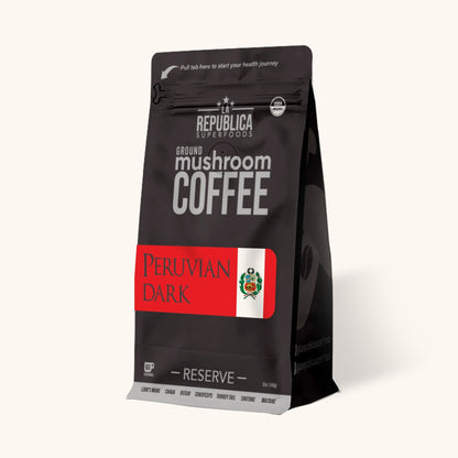 Peruvian Dark Ground RESERVE Mushroom Coffee by La Republica Superfoods