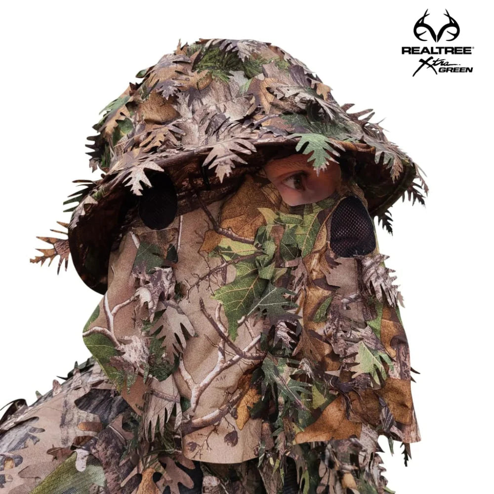 2-in-1 Leafy Face Mask and Bucket Hat (Adjustable, OSFM) by QuikCamo