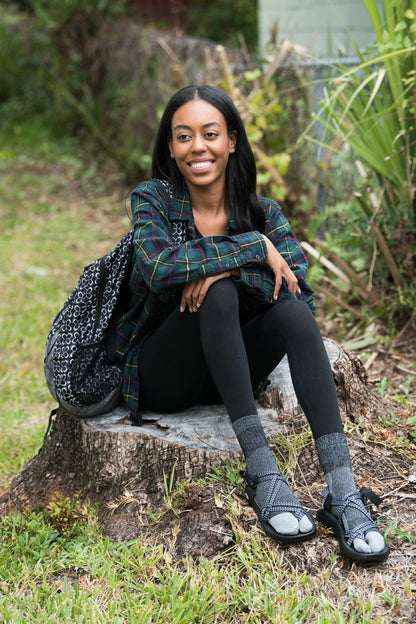 V-Toe Dark Grey Wool Casual or Hiking V-Toe Flip-Flop Tabi Big Toe Chaco Socks by V-Toe Socks, Inc