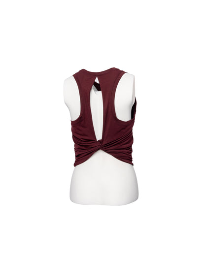 Twist Back Yoga Top (Red Wine) by RiNo APPAREL