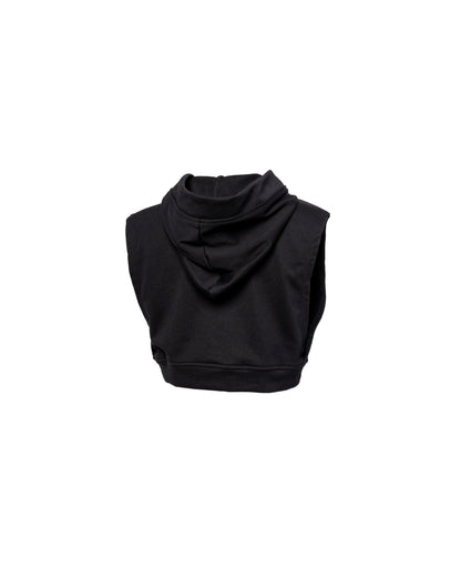 Sleeveless Crop Hoodie (Black) by RiNo APPAREL