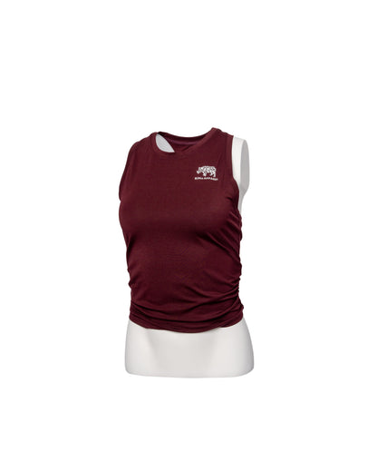 Twist Back Yoga Top (Red Wine) by RiNo APPAREL