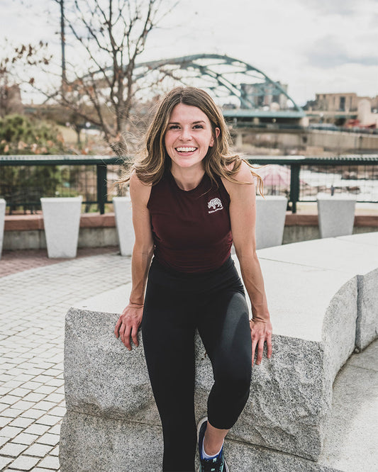 Twist Back Yoga Top (Red Wine) by RiNo APPAREL