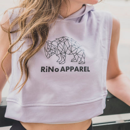 Sleeveless Crop Hoodie (Light Purple) by RiNo APPAREL