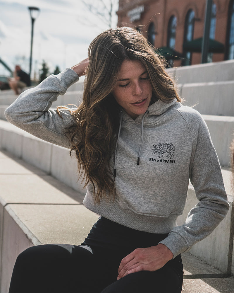 ProFit+ Pullover Crop Hoodie (Gray) by RiNo APPAREL