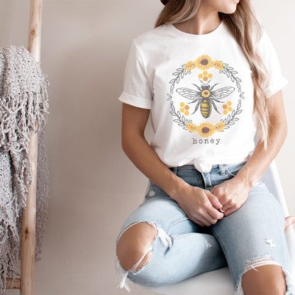 Honey Bee Circle Graphic T-Shirt - SP113 by Rockledge Designs LLC