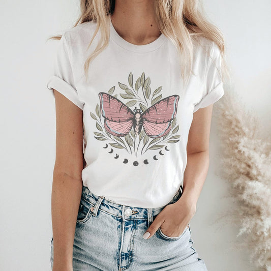 Boho Moon Butterfly Graphic T-Shirt - SP119 by Rockledge Designs LLC