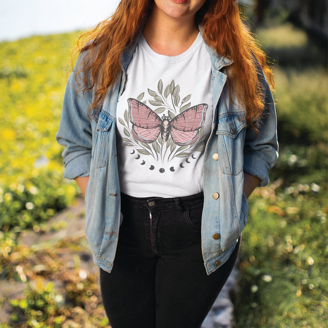 Boho Moon Butterfly Graphic T-Shirt - SP119 by Rockledge Designs LLC