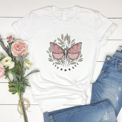 Boho Moon Butterfly Graphic T-Shirt - SP119 by Rockledge Designs LLC