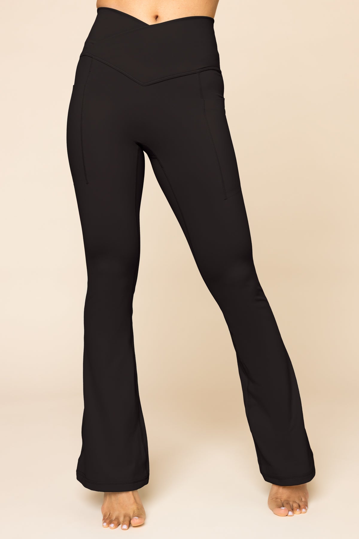 Crisscross Hourglass® Flared Leggings with Pockets - Black by POPFLEX®