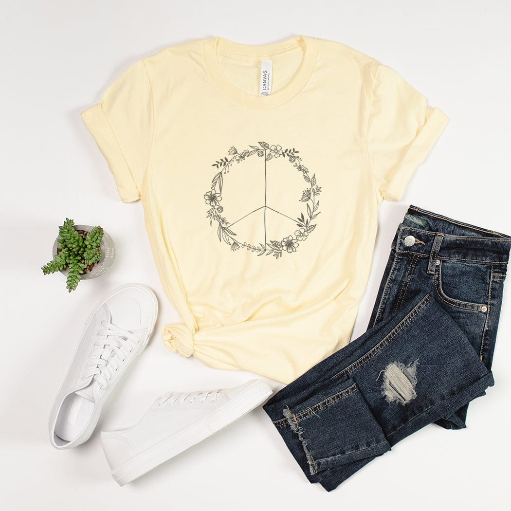 Floral Peace Sign Graphic T-Shirt - TY143 by Rockledge Designs LLC