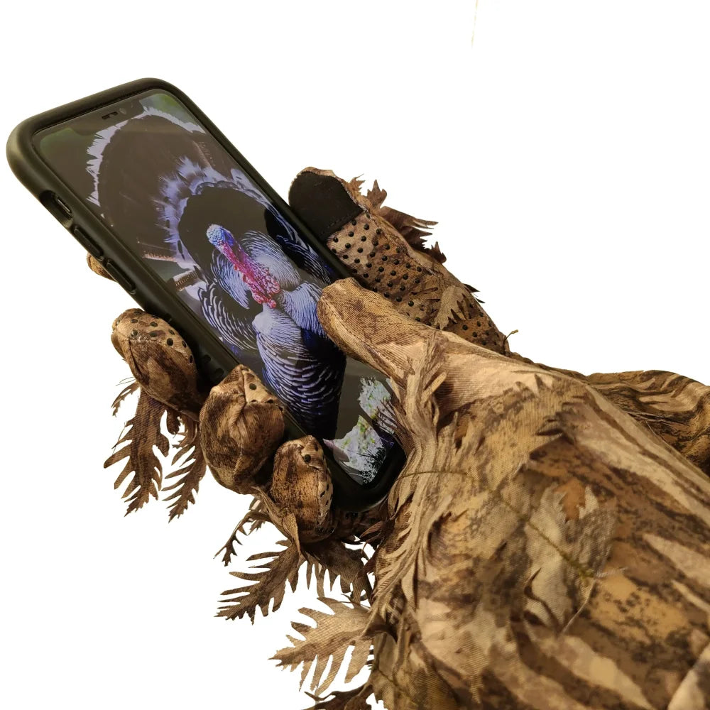 Leafy Camo Gloves (Fingerless or Touchscreen Tips) by QuikCamo