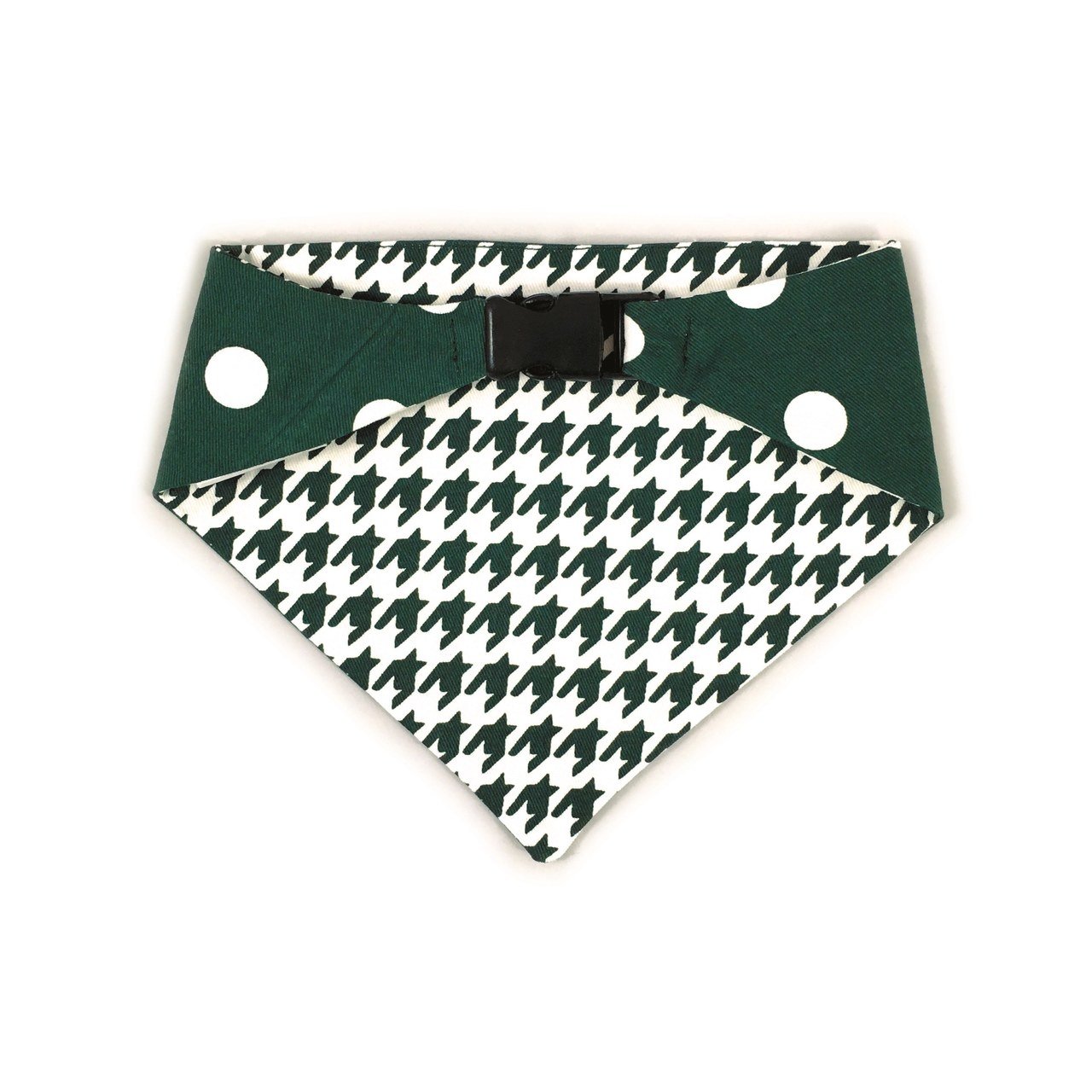 Dark Green Houndstooth Reversible Dog Bandana by Uptown Pups