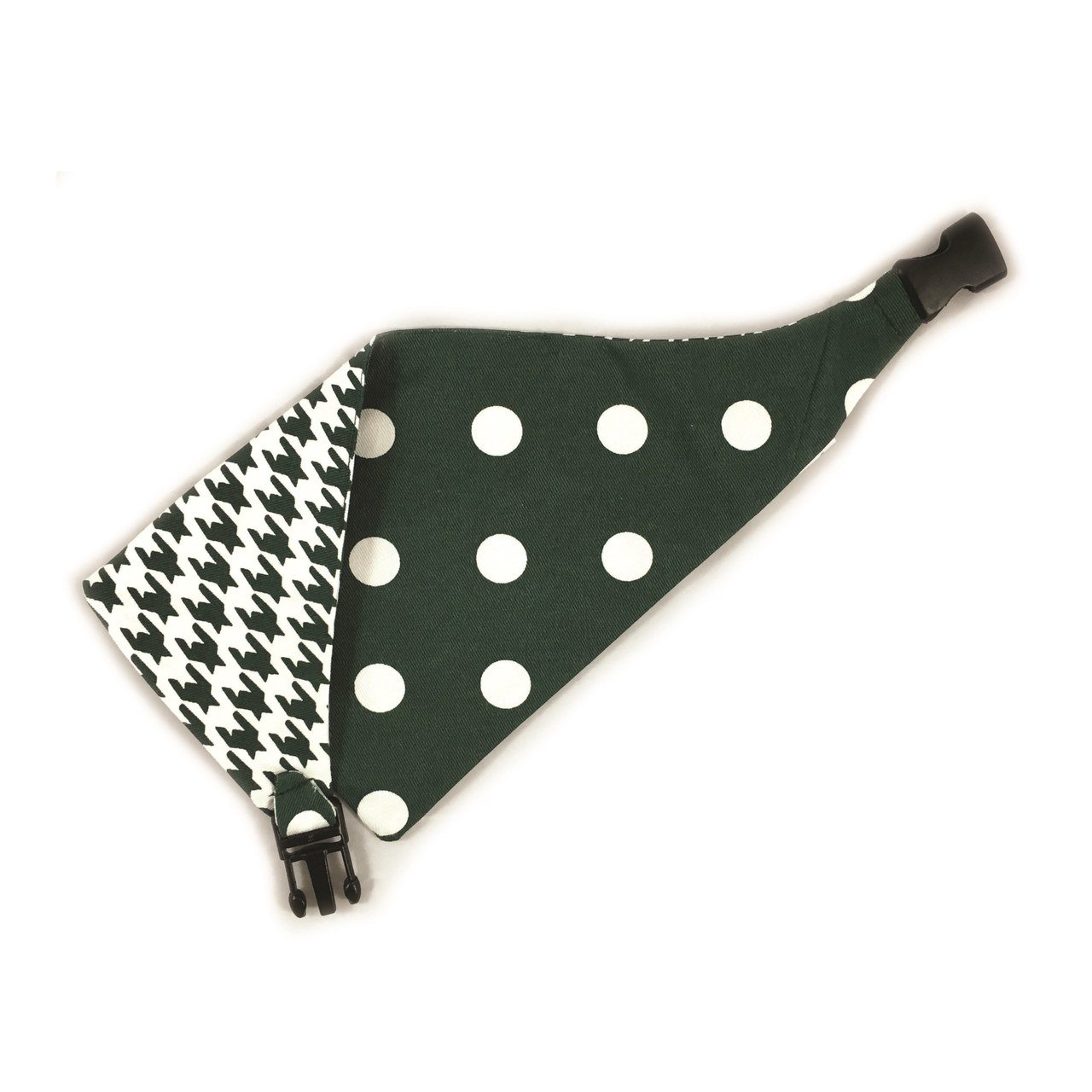 Dark Green Houndstooth Reversible Dog Bandana by Uptown Pups