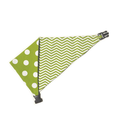 Lime Green Chevron Reversible Dog Bandana by Uptown Pups