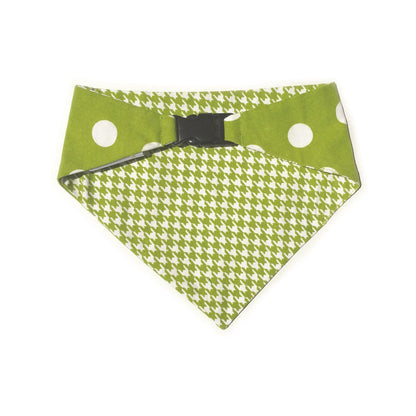 Lime Green Houndstooth Reversible Dog Bandana by Uptown Pups