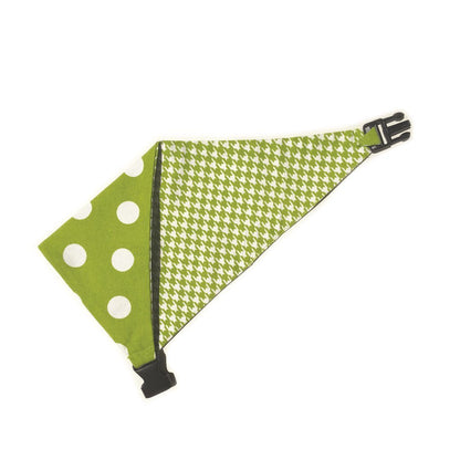 Lime Green Houndstooth Reversible Dog Bandana by Uptown Pups