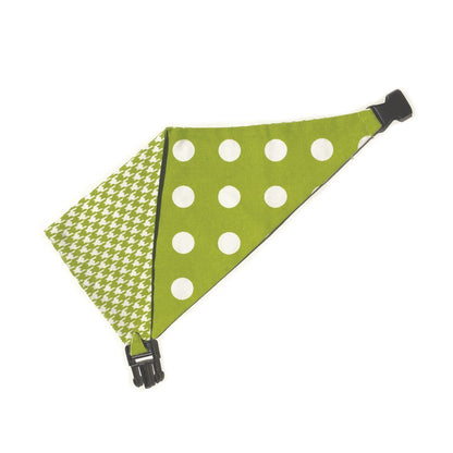 Lime Green Houndstooth Reversible Dog Bandana by Uptown Pups