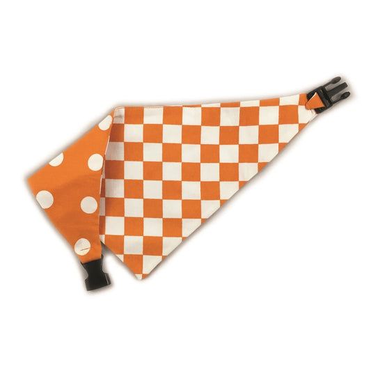 Orange Checkered Reversible Dog Bandana by Uptown Pups