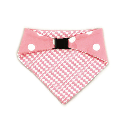 Baby Pink Houndstooth Reversible Dog Bandana by Uptown Pups