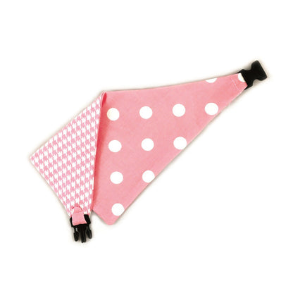 Baby Pink Houndstooth Reversible Dog Bandana by Uptown Pups