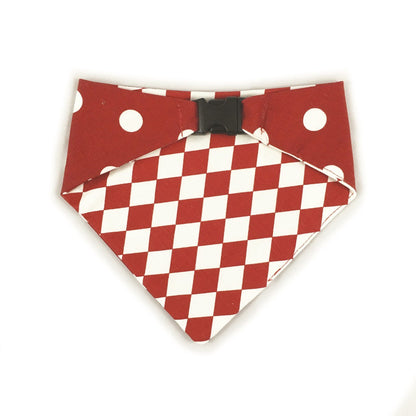 Red Checkered Reversible Dog Bandana by Uptown Pups