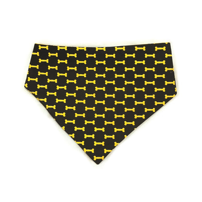 Mustard Yellow & Black Reversible Dog Bandana by Uptown Pups