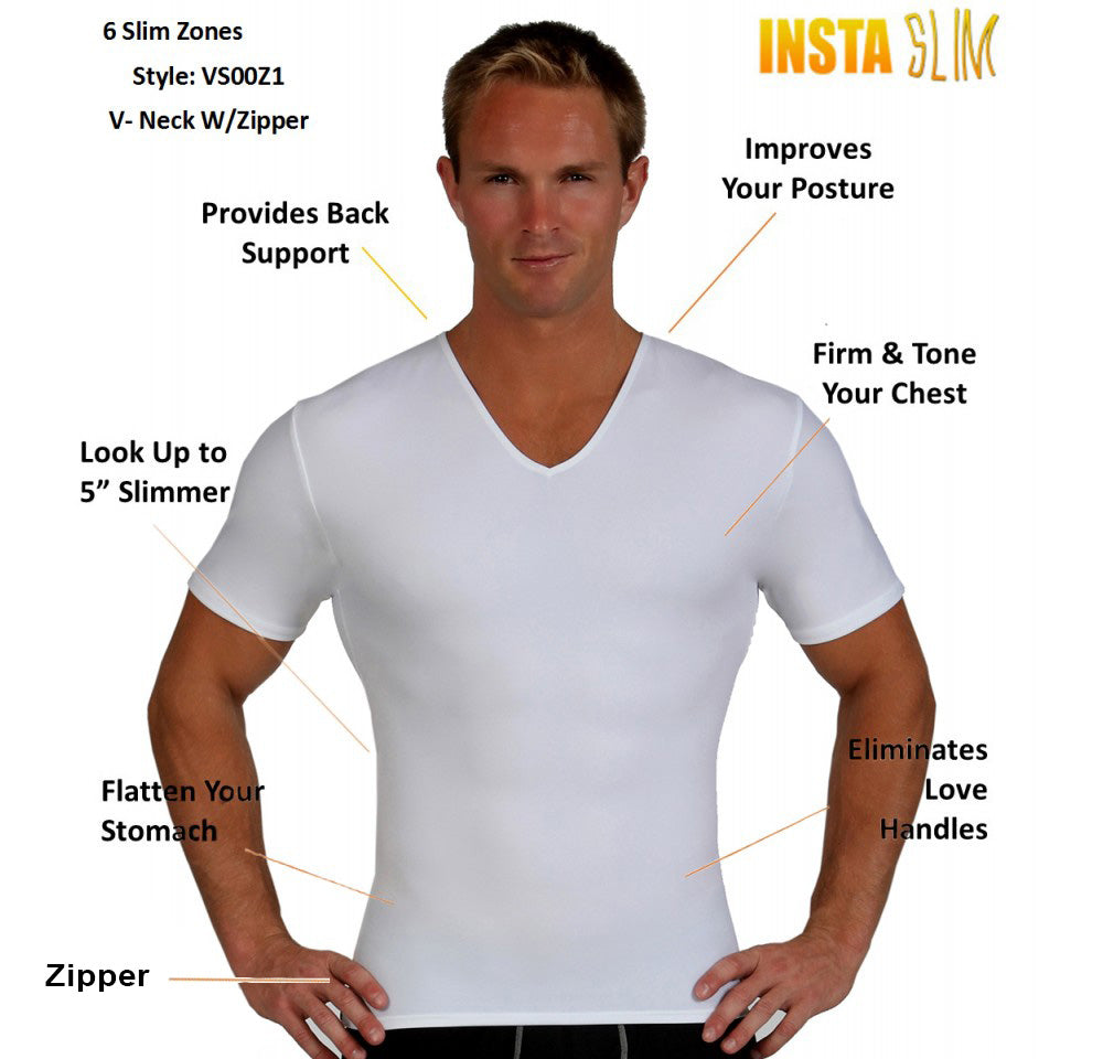 Insta Slim Compression V-Neck with Right Side Zip VS00Z1 by InstantFigure - InstaSlim - InstantRecoveryMD