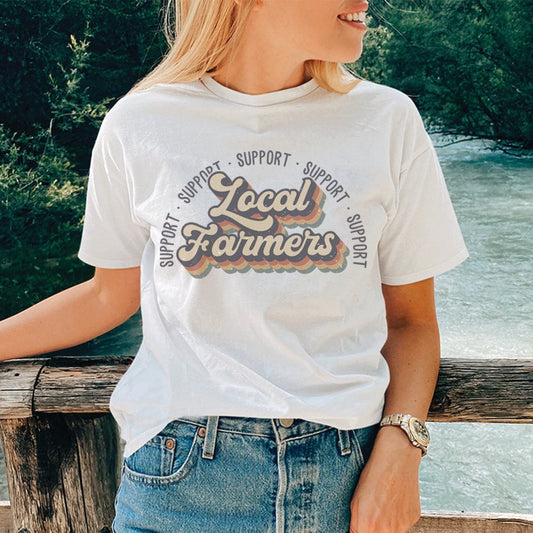 Retro Support Local Farmers Graphic T-Shirt - WE110 by Rockledge Designs LLC