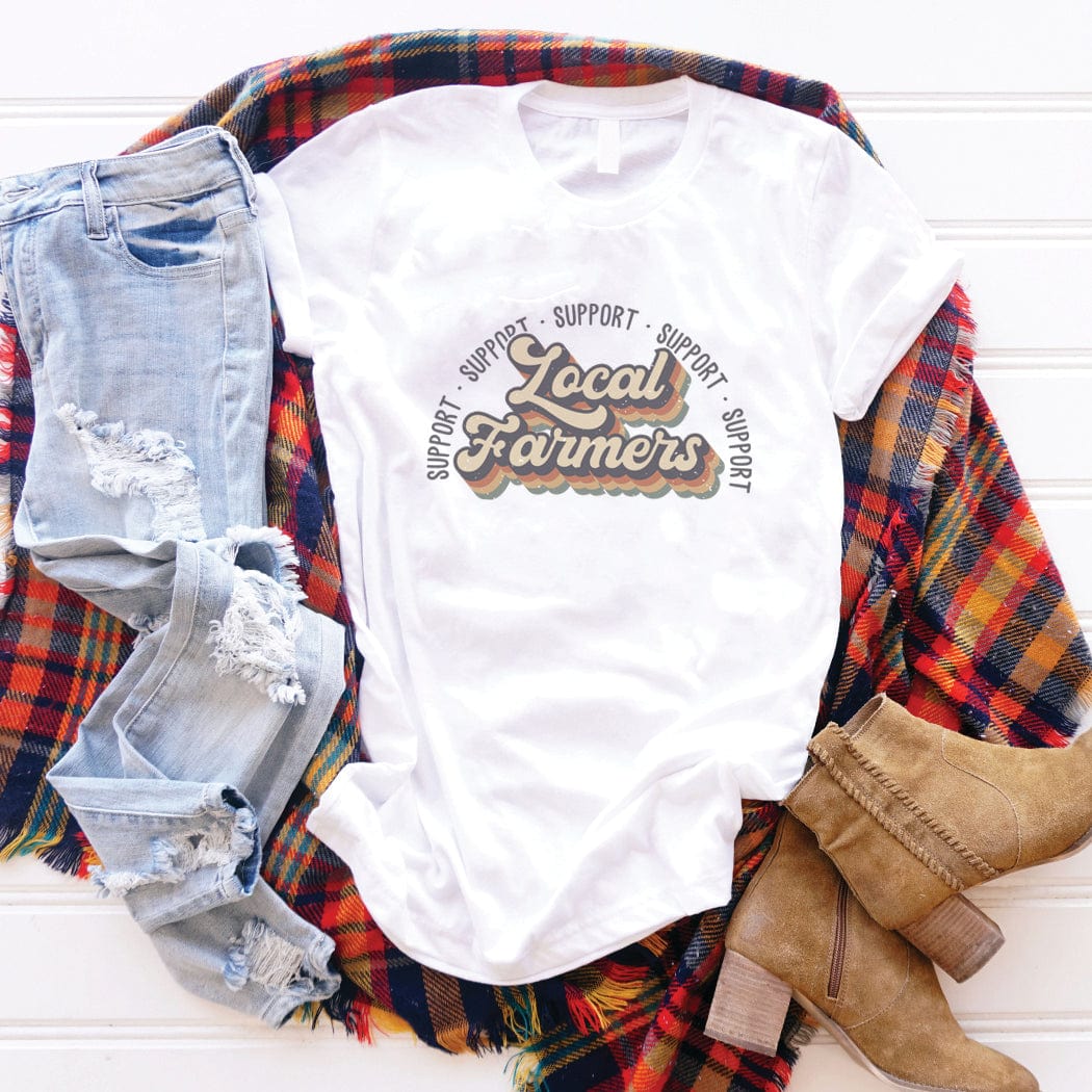 Retro Support Local Farmers Graphic T-Shirt - WE110 by Rockledge Designs LLC