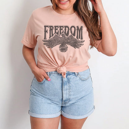 Distressed Freedom Eagle Western Graphic T-Shirt - WE148 by Rockledge Designs LLC