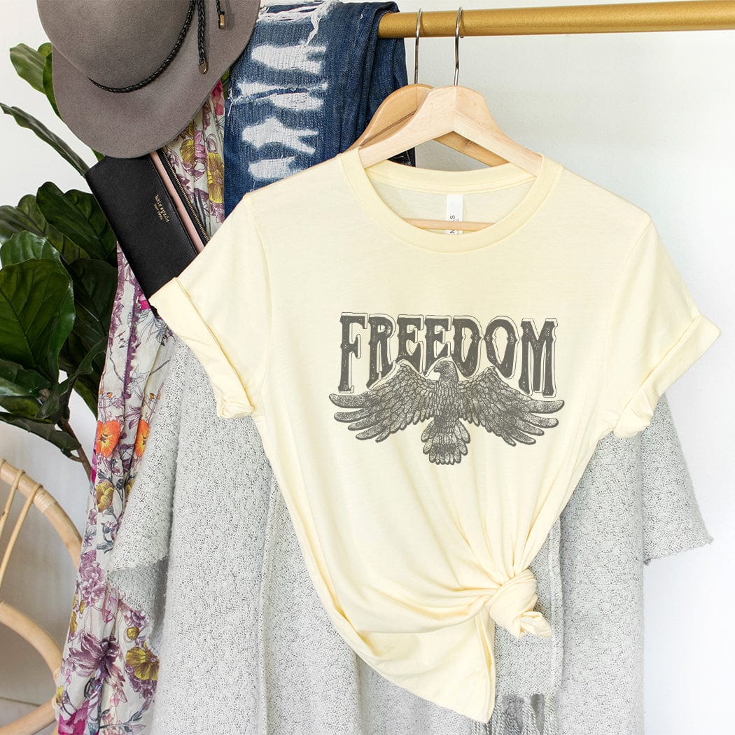 Distressed Freedom Eagle Western Graphic T-Shirt - WE148 by Rockledge Designs LLC