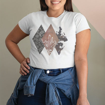 Western Cowhide Diamonds Graphic T-Shirt - WE169 by Rockledge Designs LLC