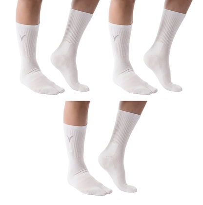 3 Pairs Athletic -  V-Toe Flip Flop Tabi Big Toe Crew Sports Or Casual Black Solid Socks by V-Toe Socks, Inc