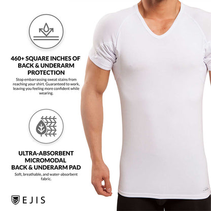 V-Neck Micro Modal Back & Underarm Sweat Proof Undershirt for Men by Ejis