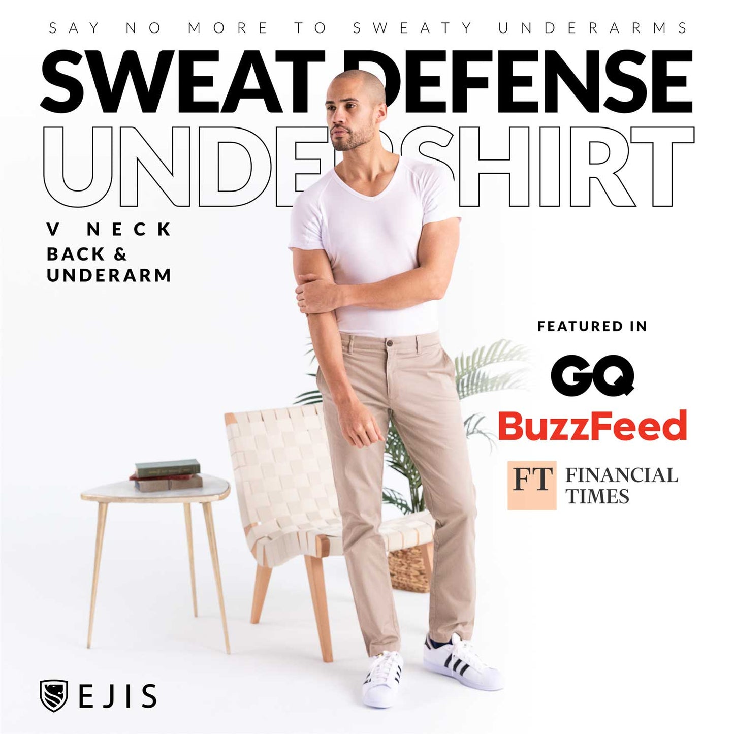 V-Neck Micro Modal Back & Underarm Sweat Proof Undershirt for Men by Ejis