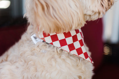 Red Checkered Reversible Dog Bandana by Uptown Pups