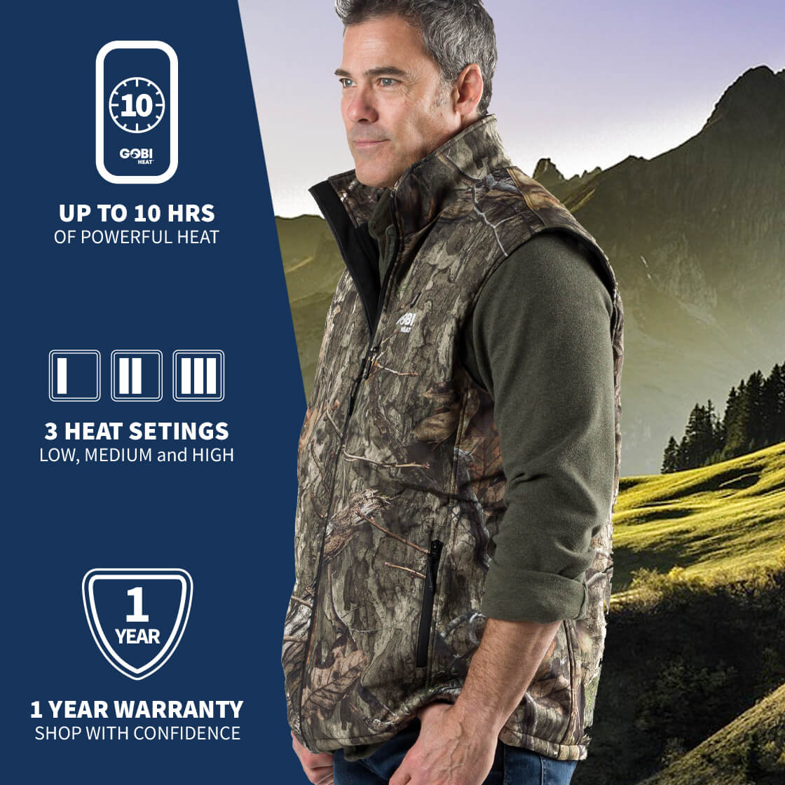 Colorado Mens Heated Hunting Vest-Mossy Oak Camo by Gobi Heat