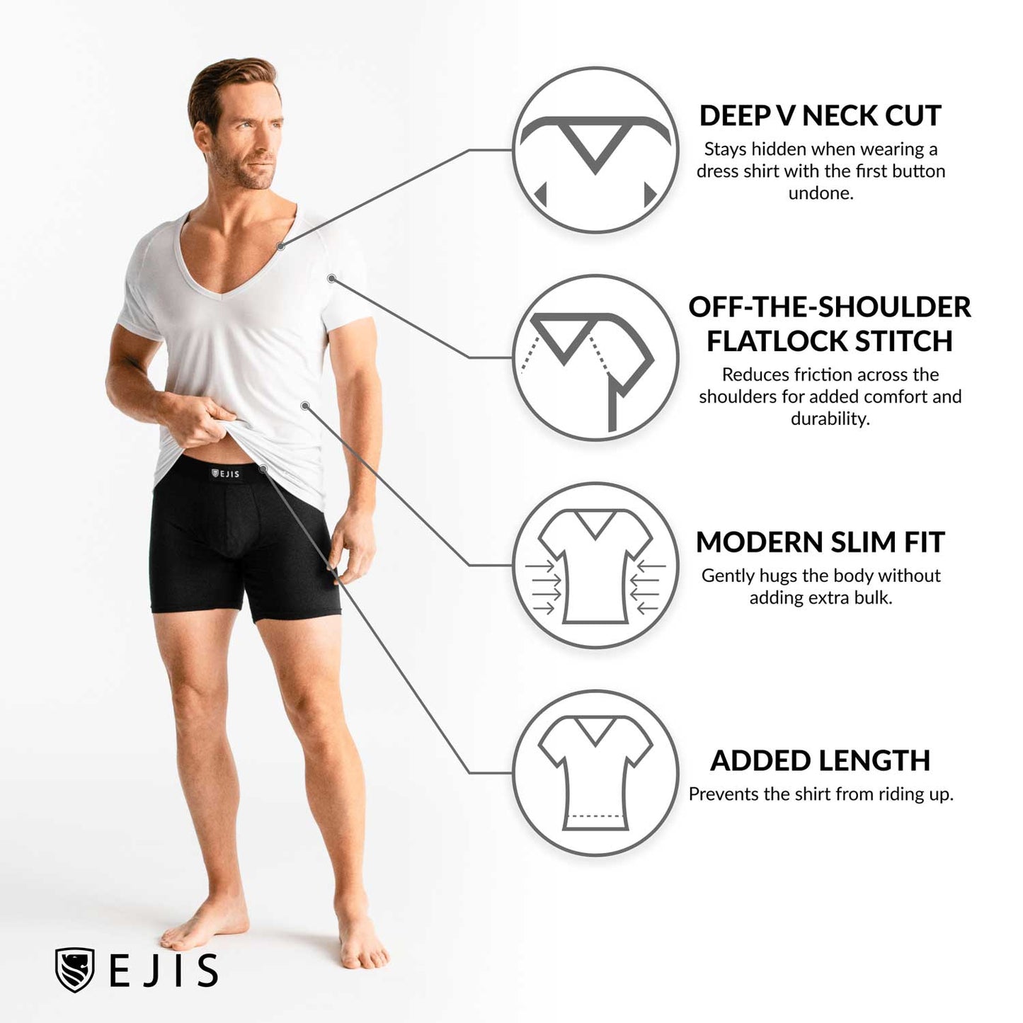 Deep V Micro Modal Sweat Proof Undershirt For Men by Ejis